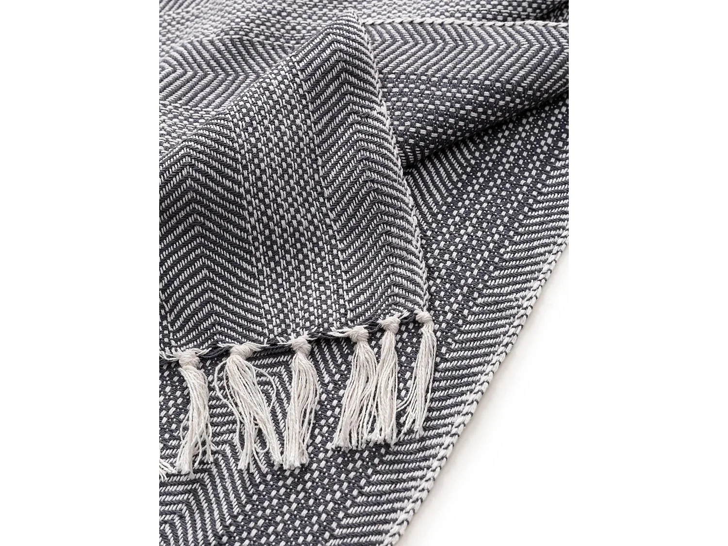 Plaid en coton Alisea Anthracite 125x150 cm