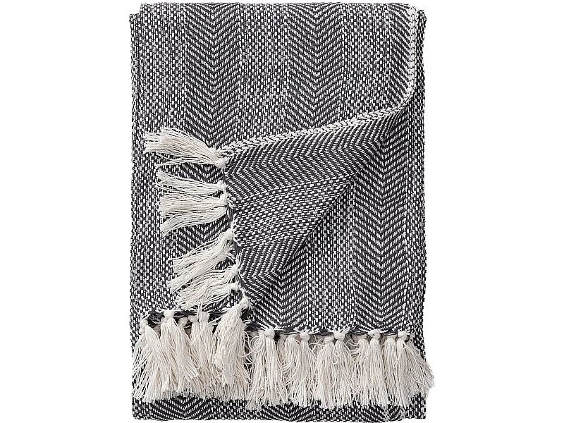 Plaid en coton Alisea Anthracite 125x150 cm