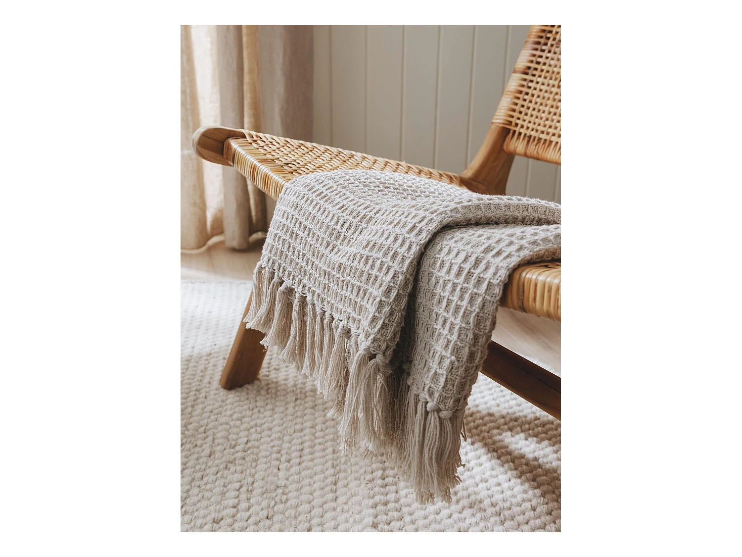 Plaid en coton Amalia Ivory 125x150 cm