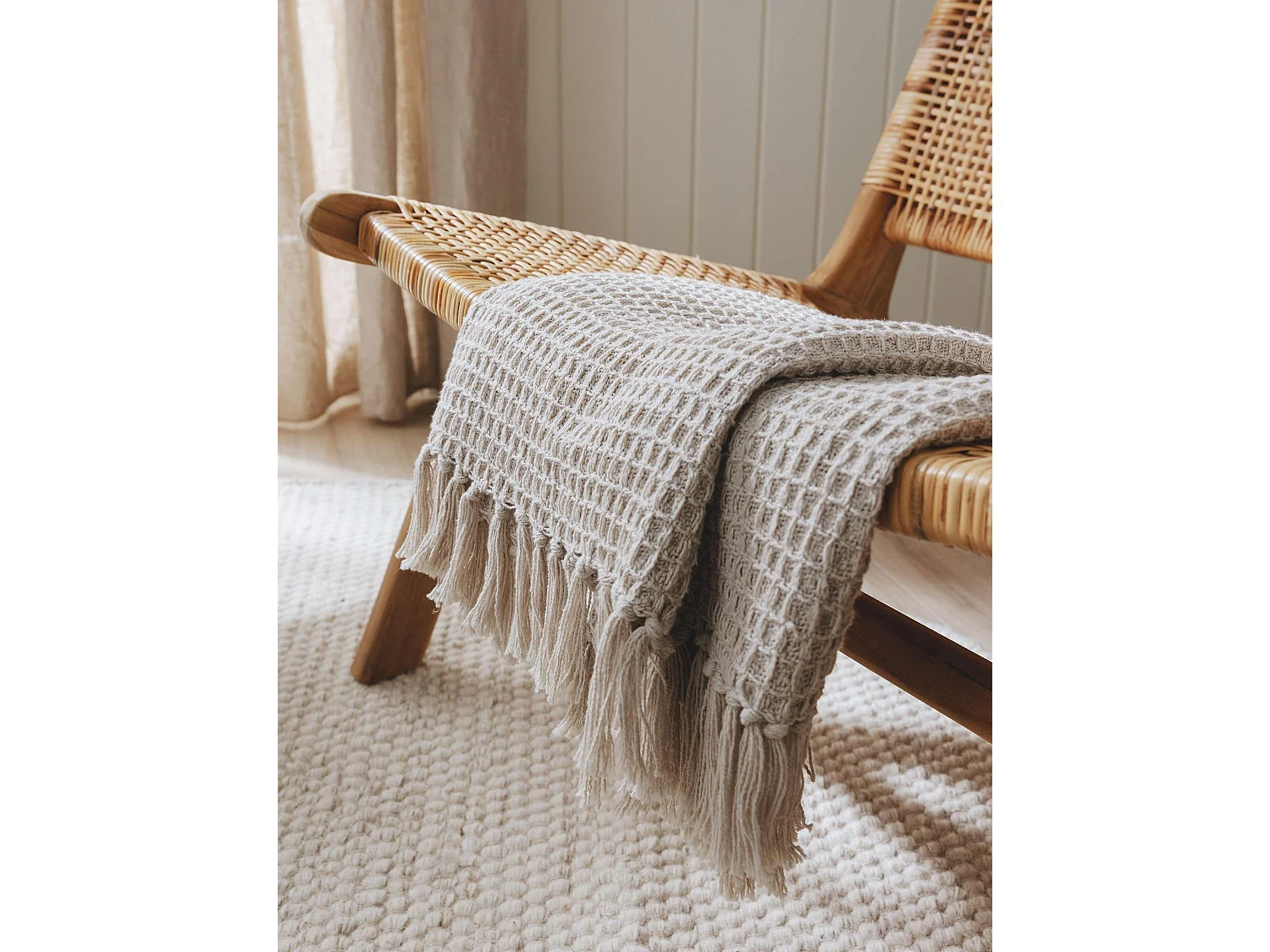 Plaid en coton Amalia Ivory 125x150 cm