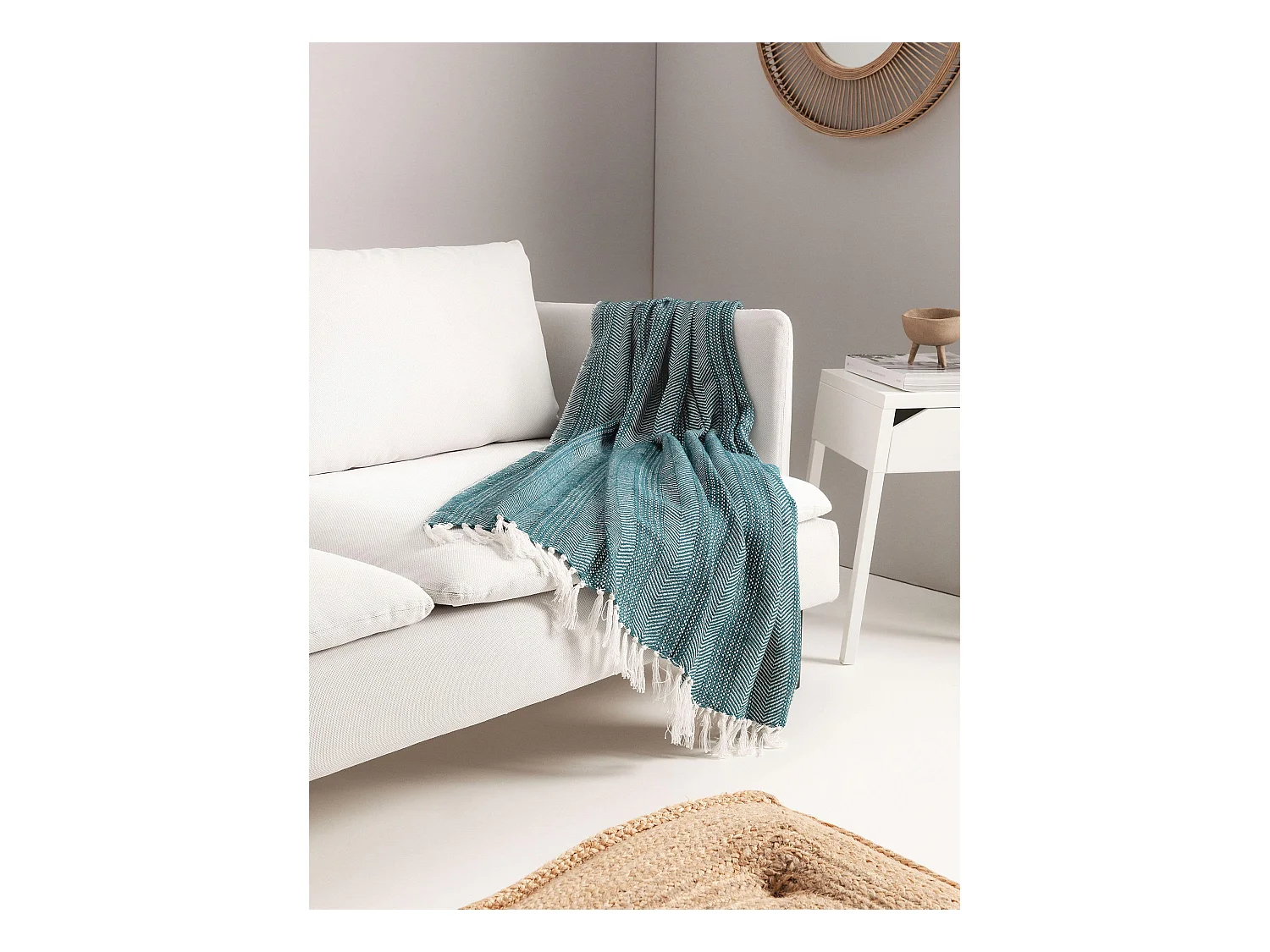 Plaid en coton Alisea Bleu 125x150 cm