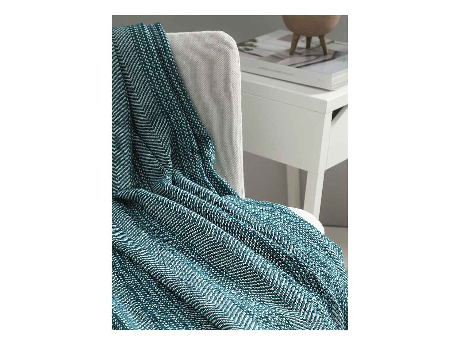 Plaid en coton Alisea Bleu 125x150 cm