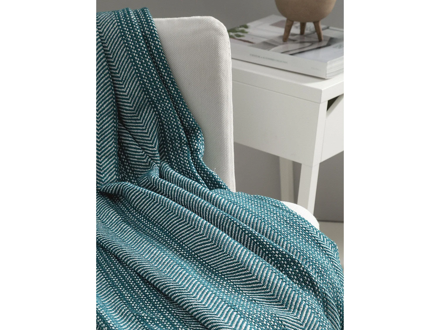 Plaid en coton Alisea Bleu 125x150 cm