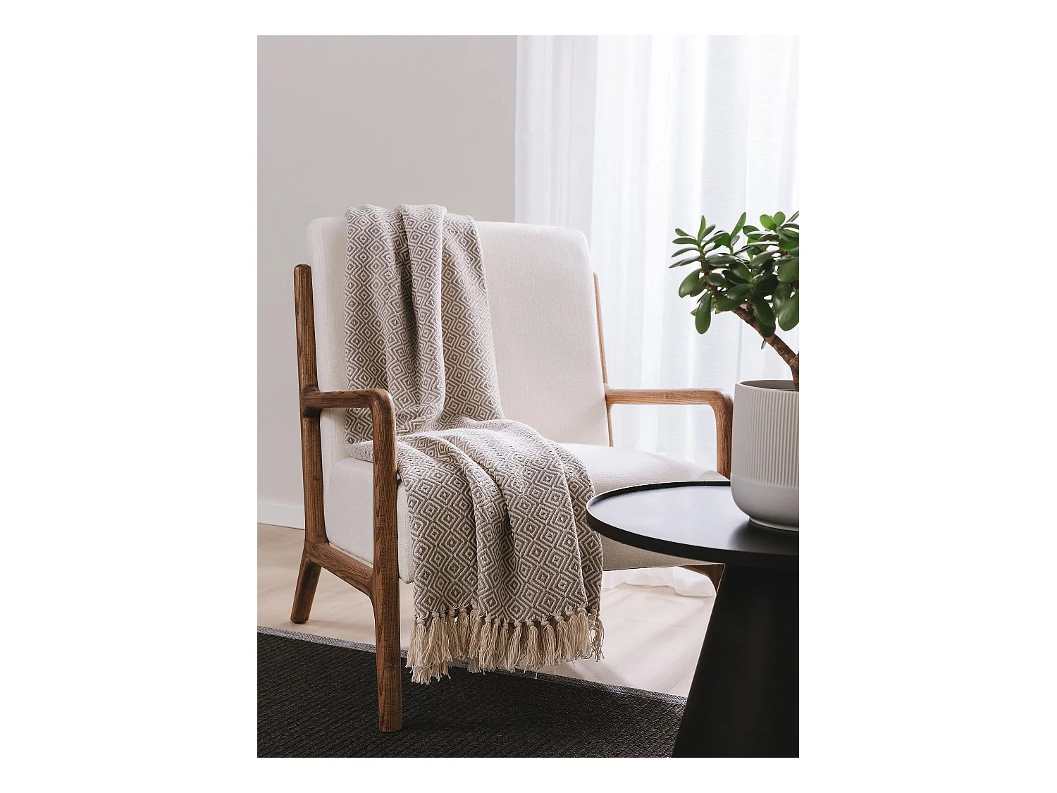 Plaid en coton Jasmin Gris 125x150 cm