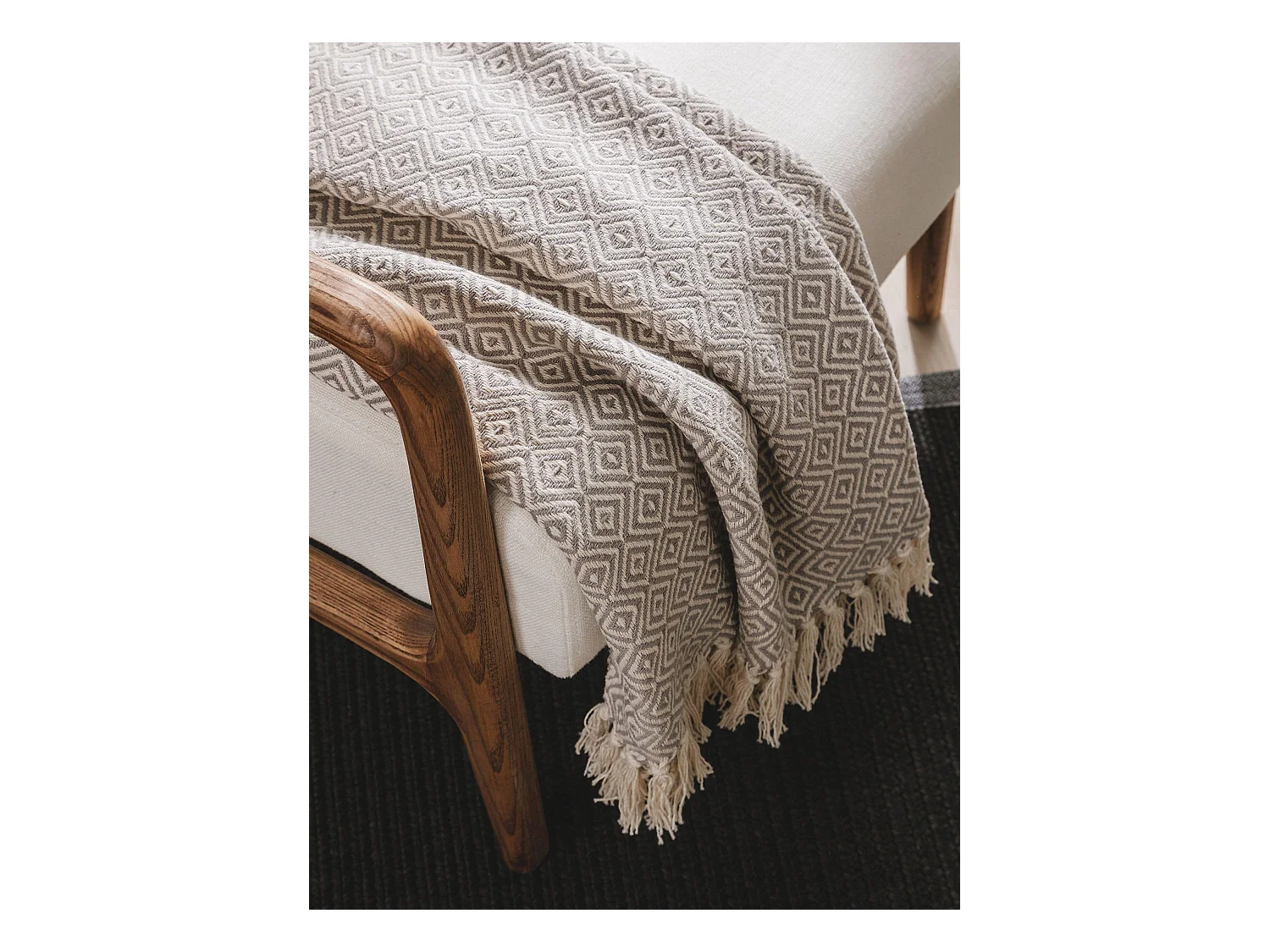 Plaid en coton Jasmin Gris 125x150 cm