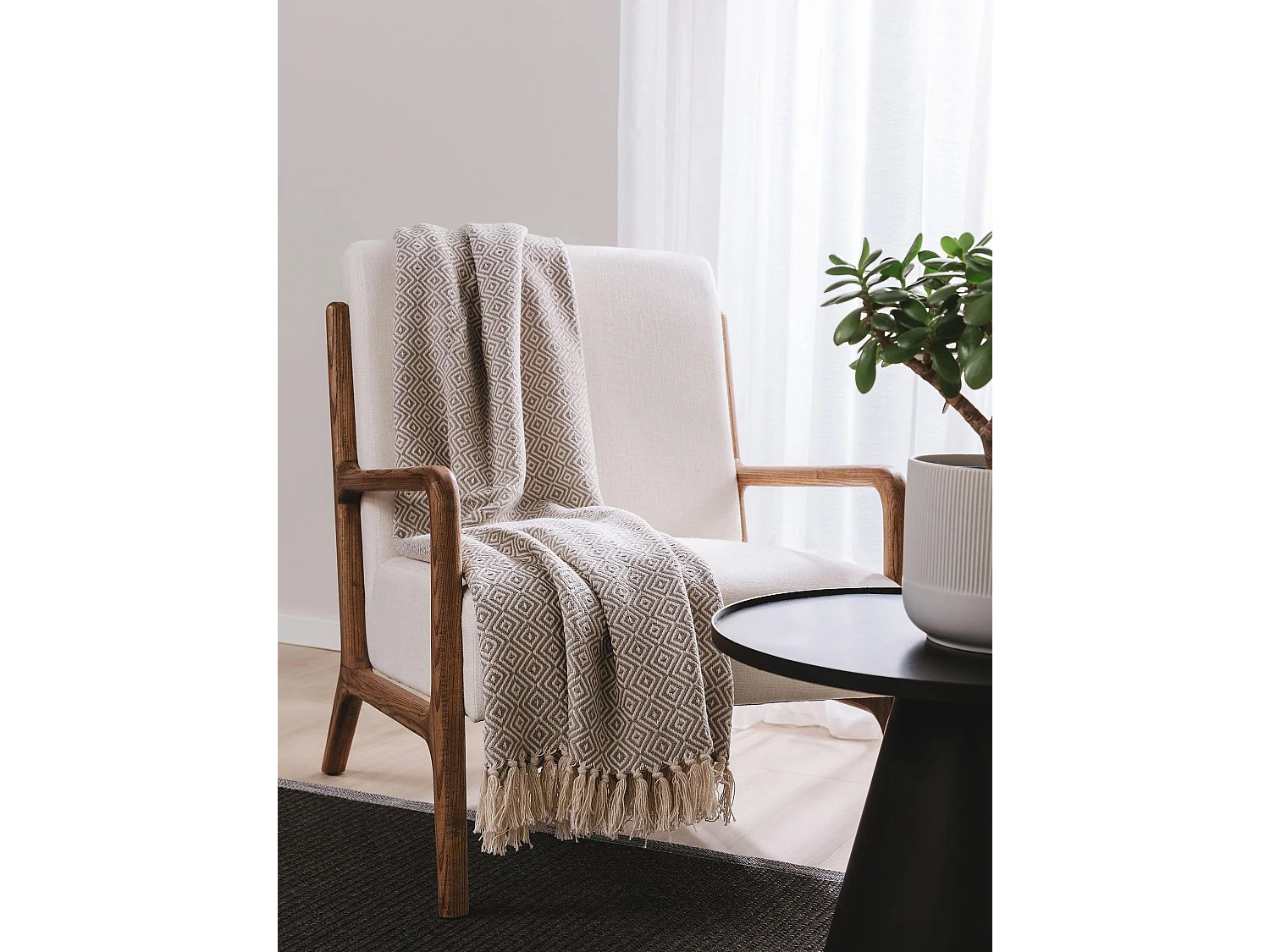 Plaid en coton Jasmin Gris 125x150 cm