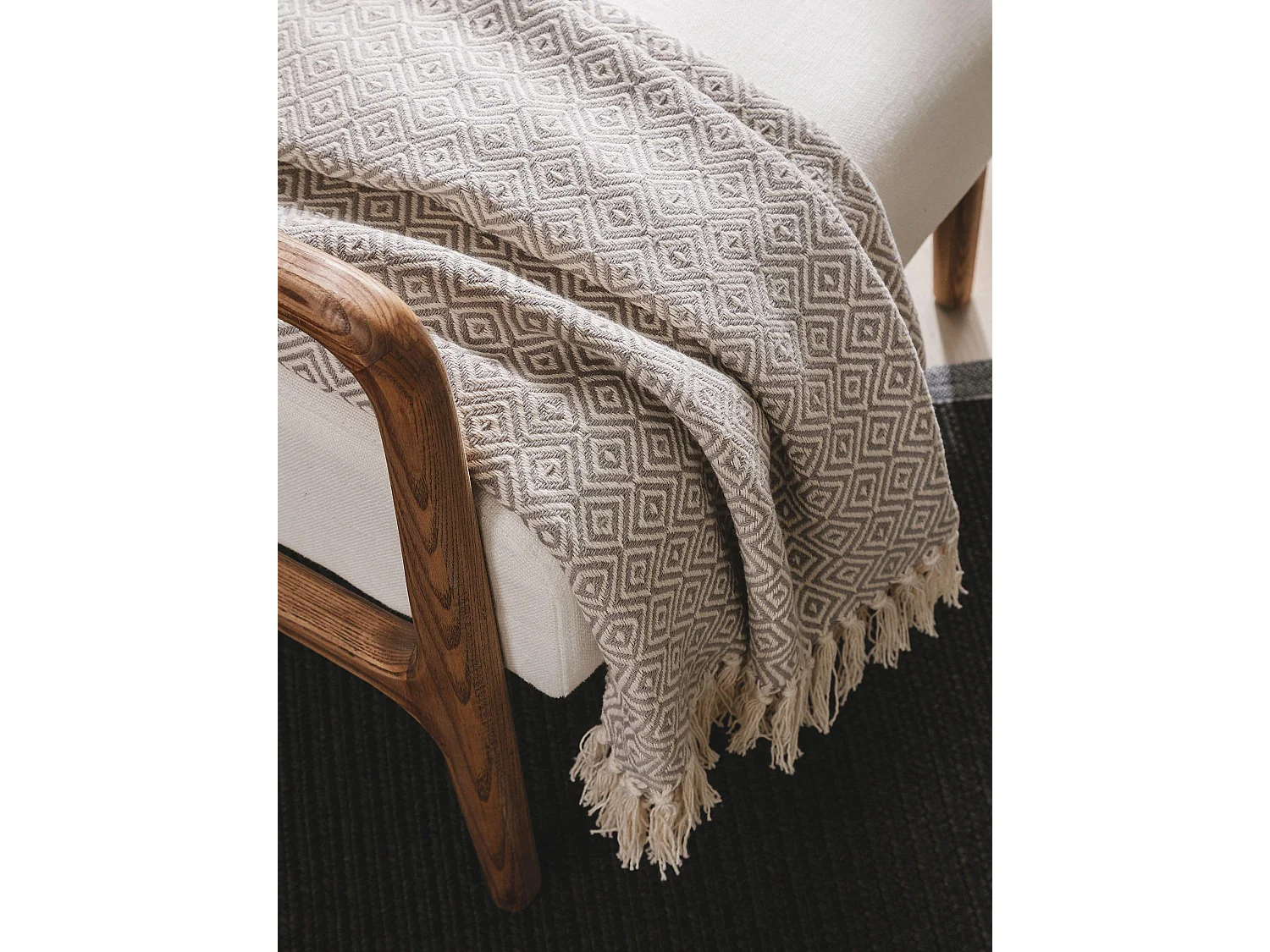 Plaid en coton Jasmin Gris 125x150 cm