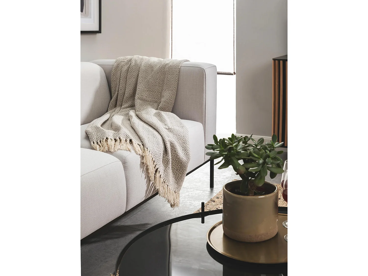 Plaid en coton Jasmin Gris 125x150 cm