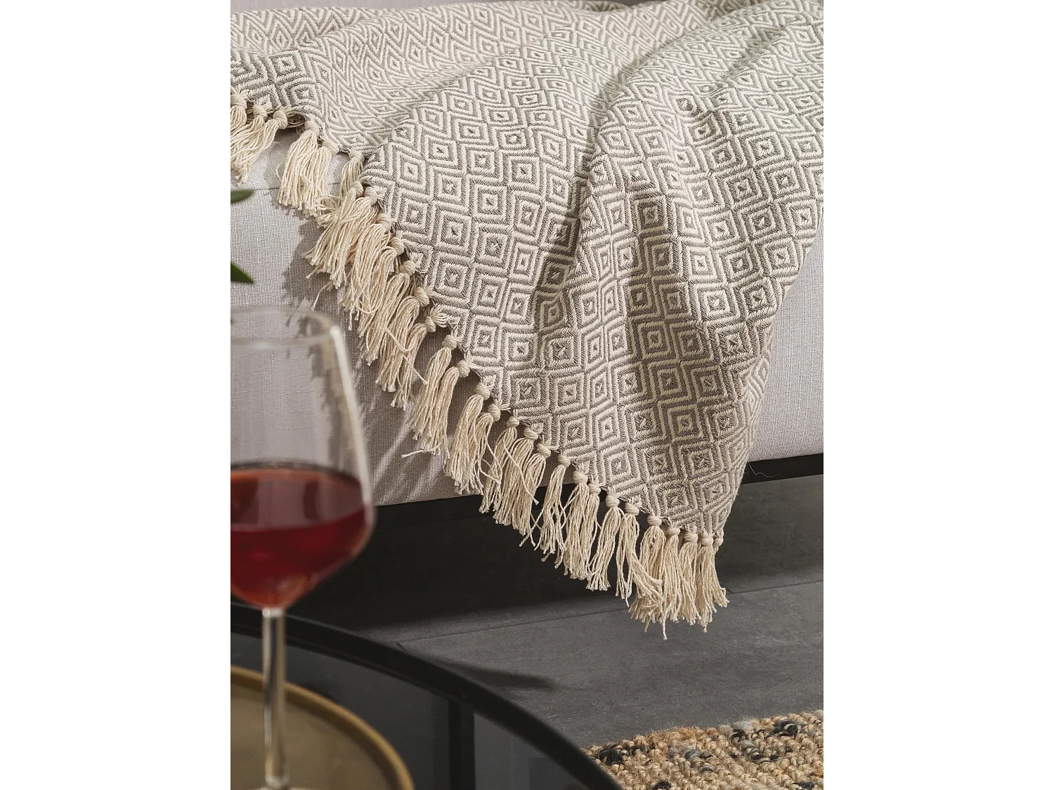 Plaid en coton Jasmin Gris 125x150 cm