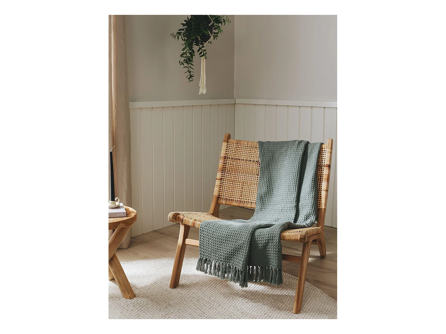 Plaid en coton Amalia Vert clair 125x150 cm