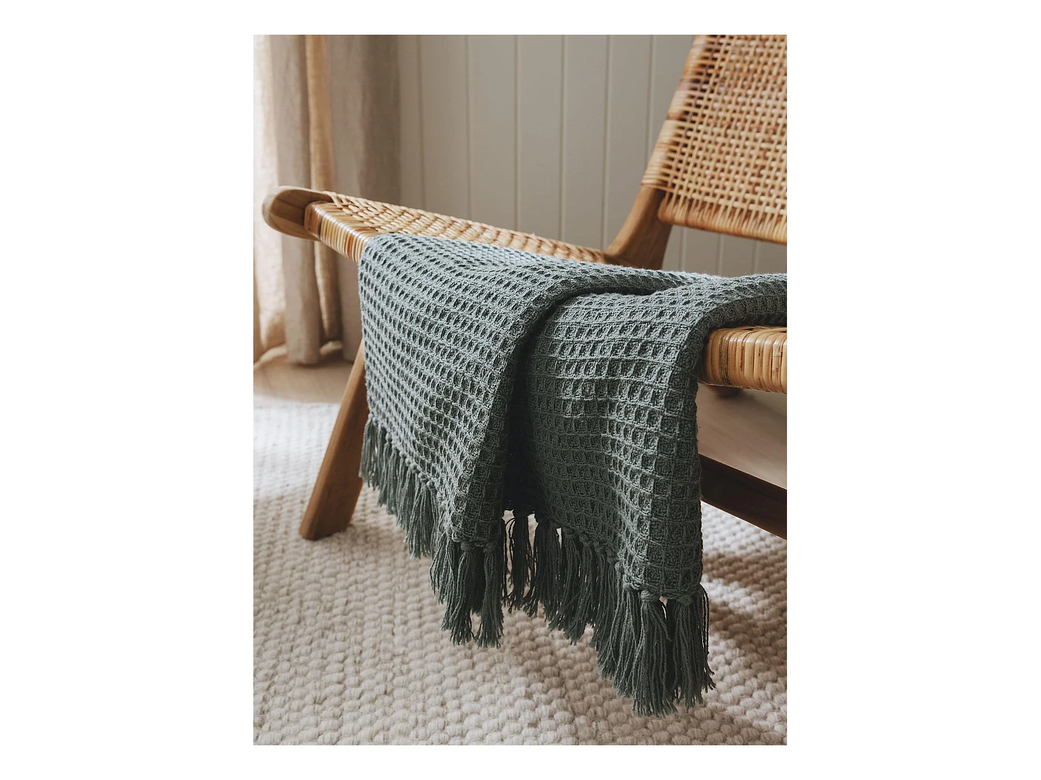 Plaid en coton Amalia Vert clair 125x150 cm