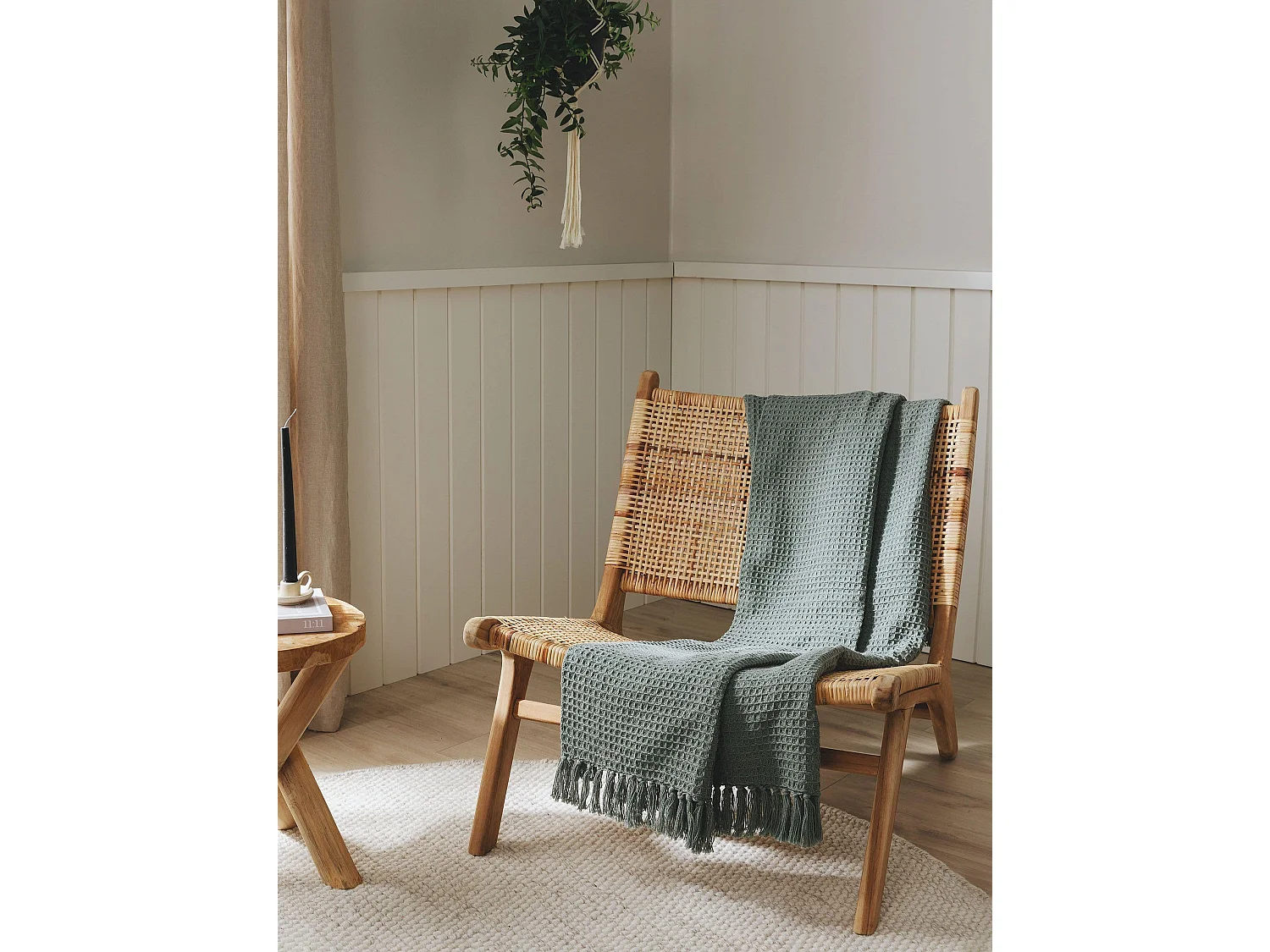 Plaid en coton Amalia Vert clair 125x150 cm