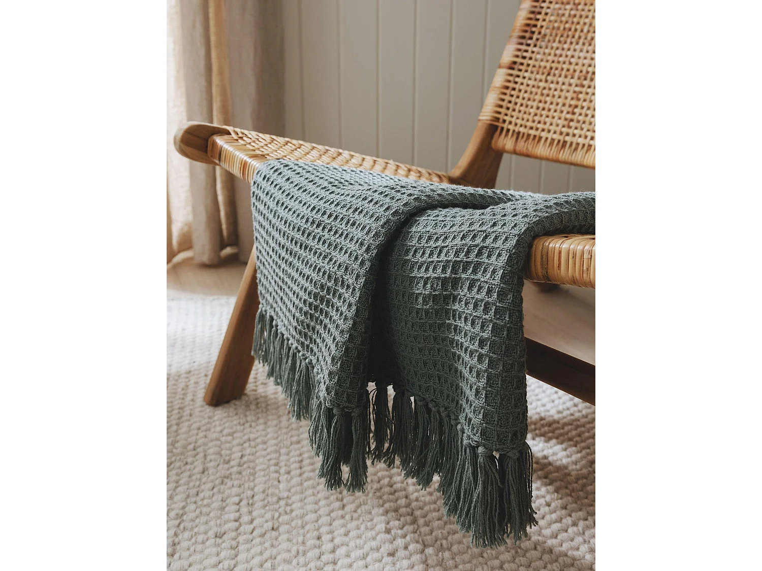 Plaid en coton Amalia Vert clair 125x150 cm