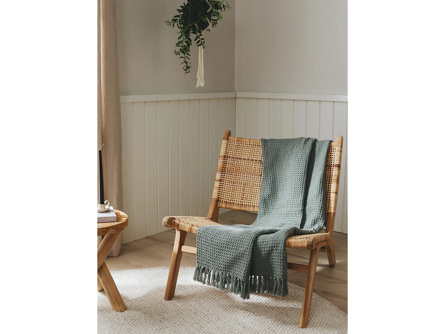 Plaid en coton Amalia Vert clair 125x150 cm