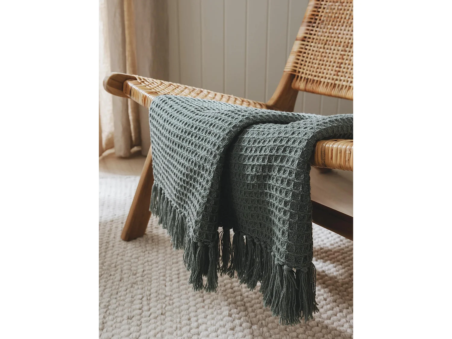 Plaid en coton Amalia Vert clair 125x150 cm