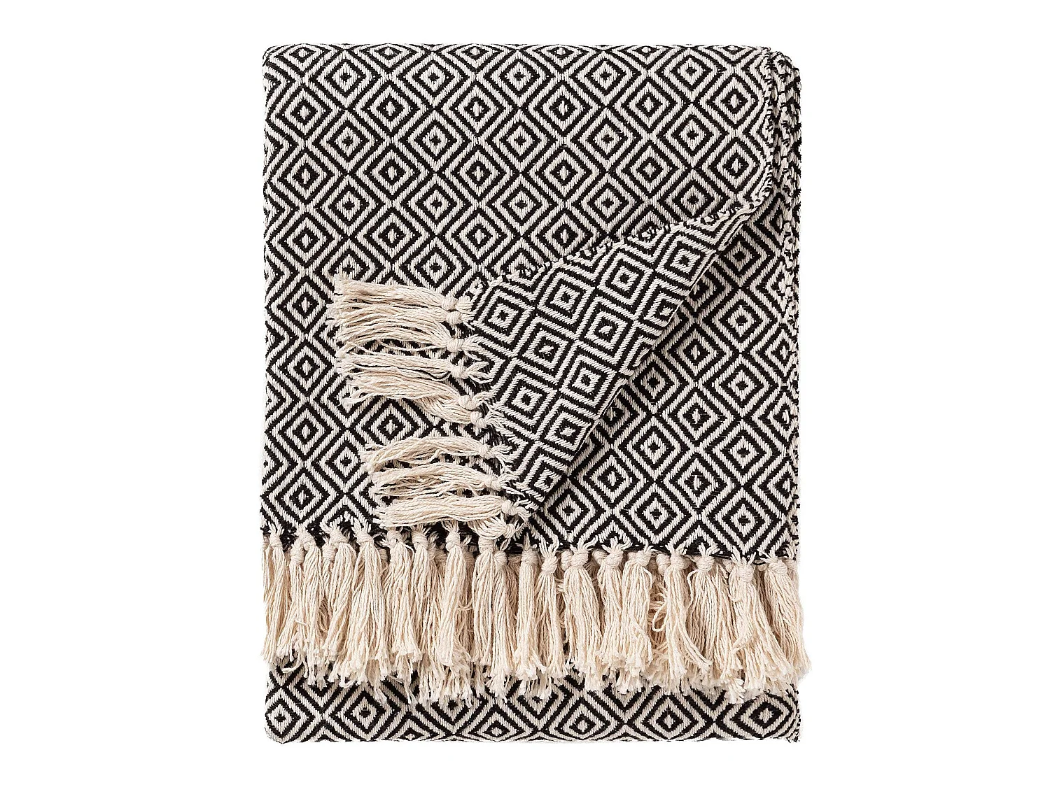 Plaid en coton Jasmin Noir 125x150 cm