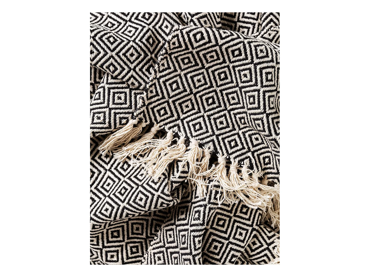 Plaid en coton Jasmin Noir 125x150 cm