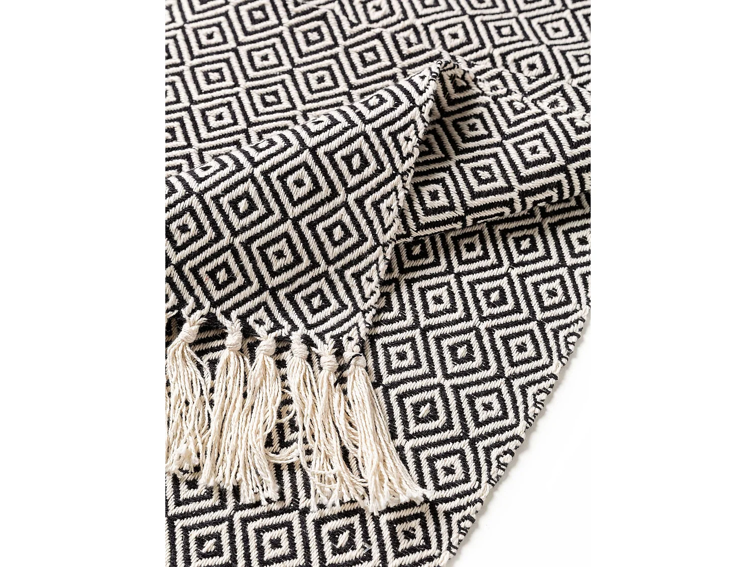 Plaid en coton Jasmin Noir 125x150 cm