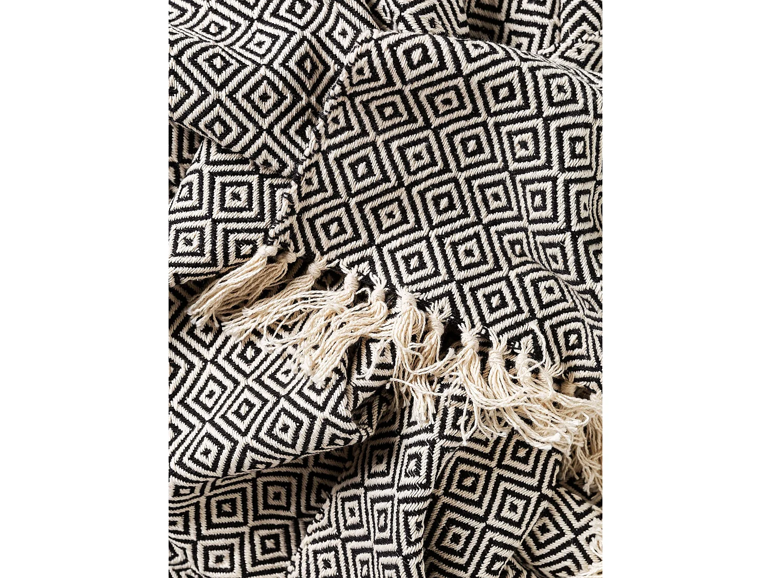 Plaid en coton Jasmin Noir 125x150 cm