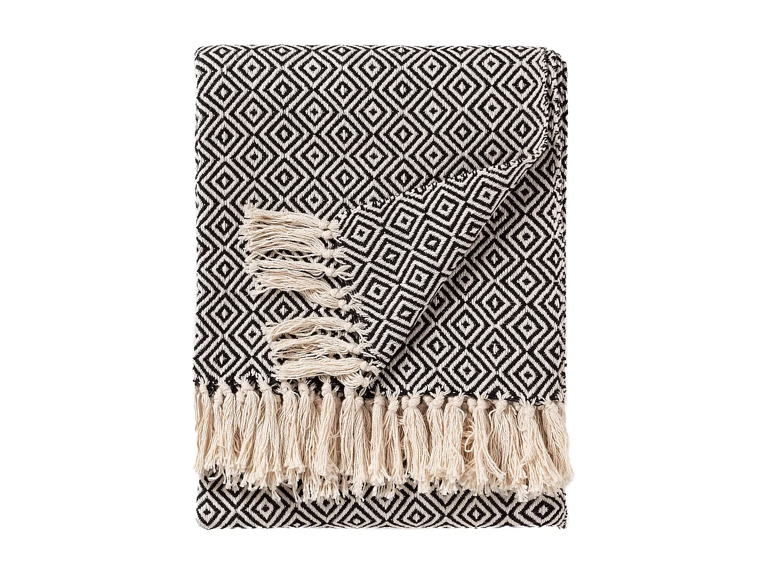 Plaid en coton Jasmin Noir 125x150 cm