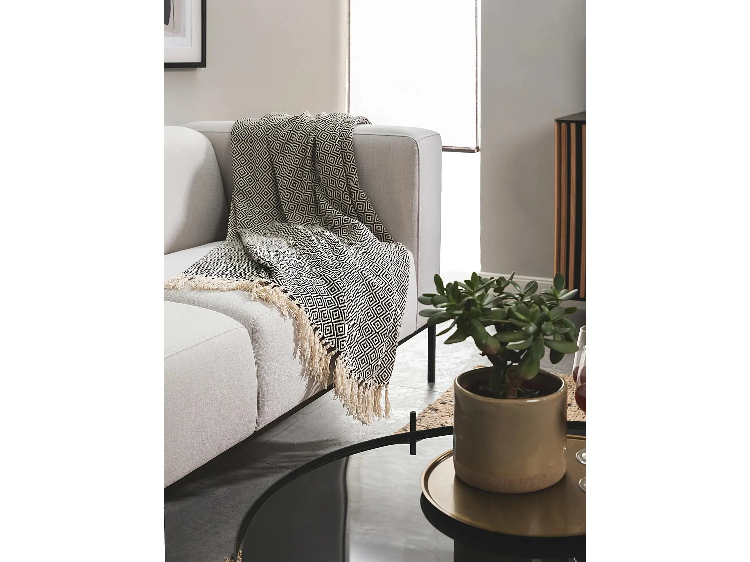 Plaid en coton Jasmin Noir 125x150 cm