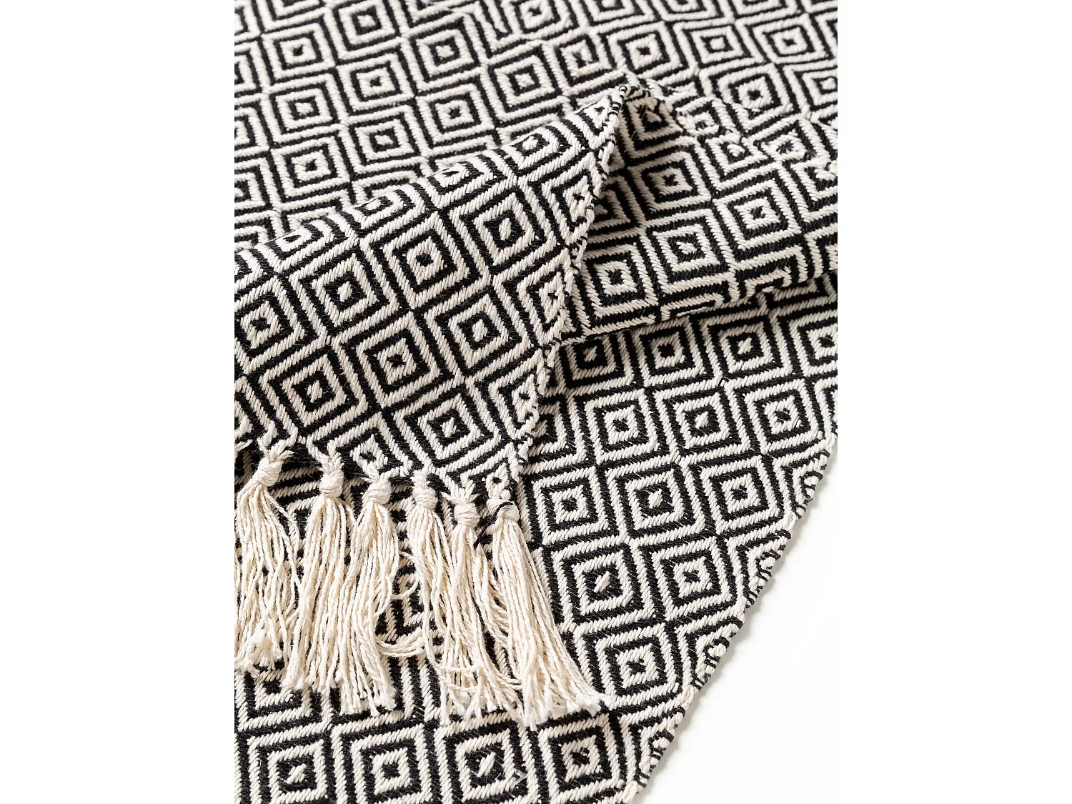 Plaid en coton Jasmin Noir 125x150 cm