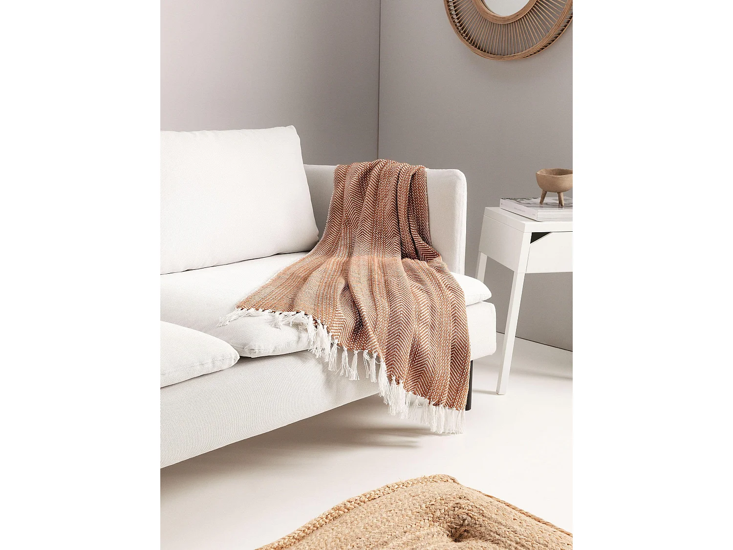 Plaid en coton Alisea Marron 125x150 cm