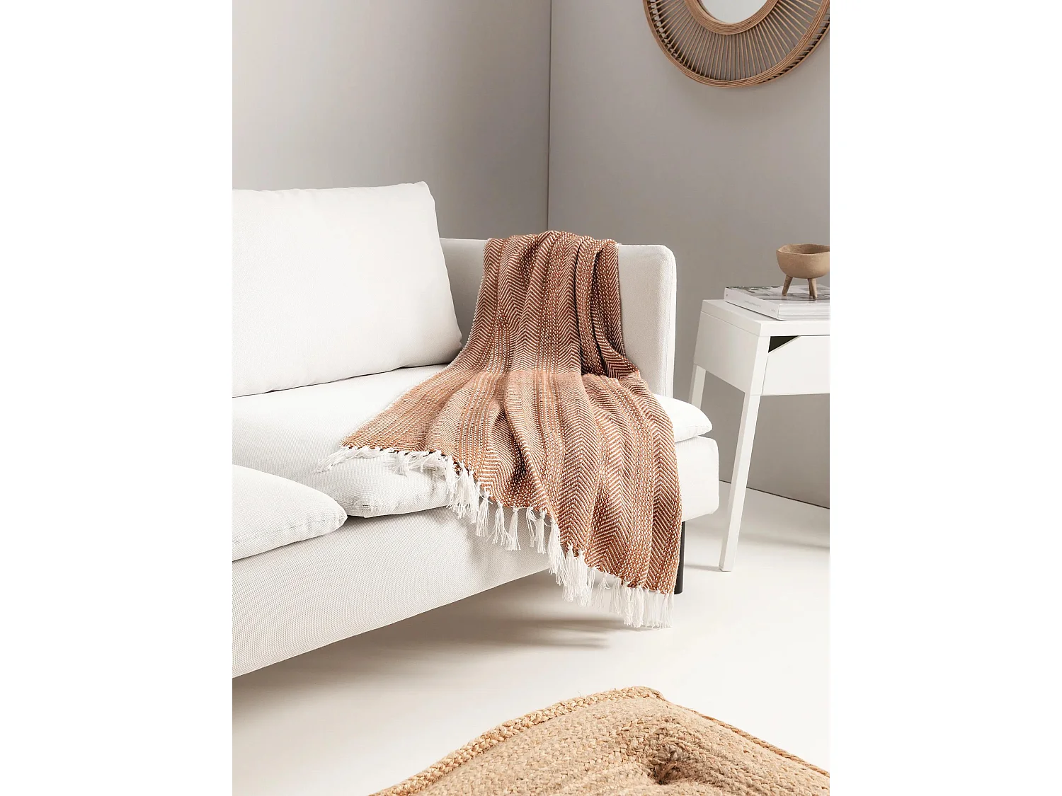 Plaid en coton Alisea Marron 125x150 cm