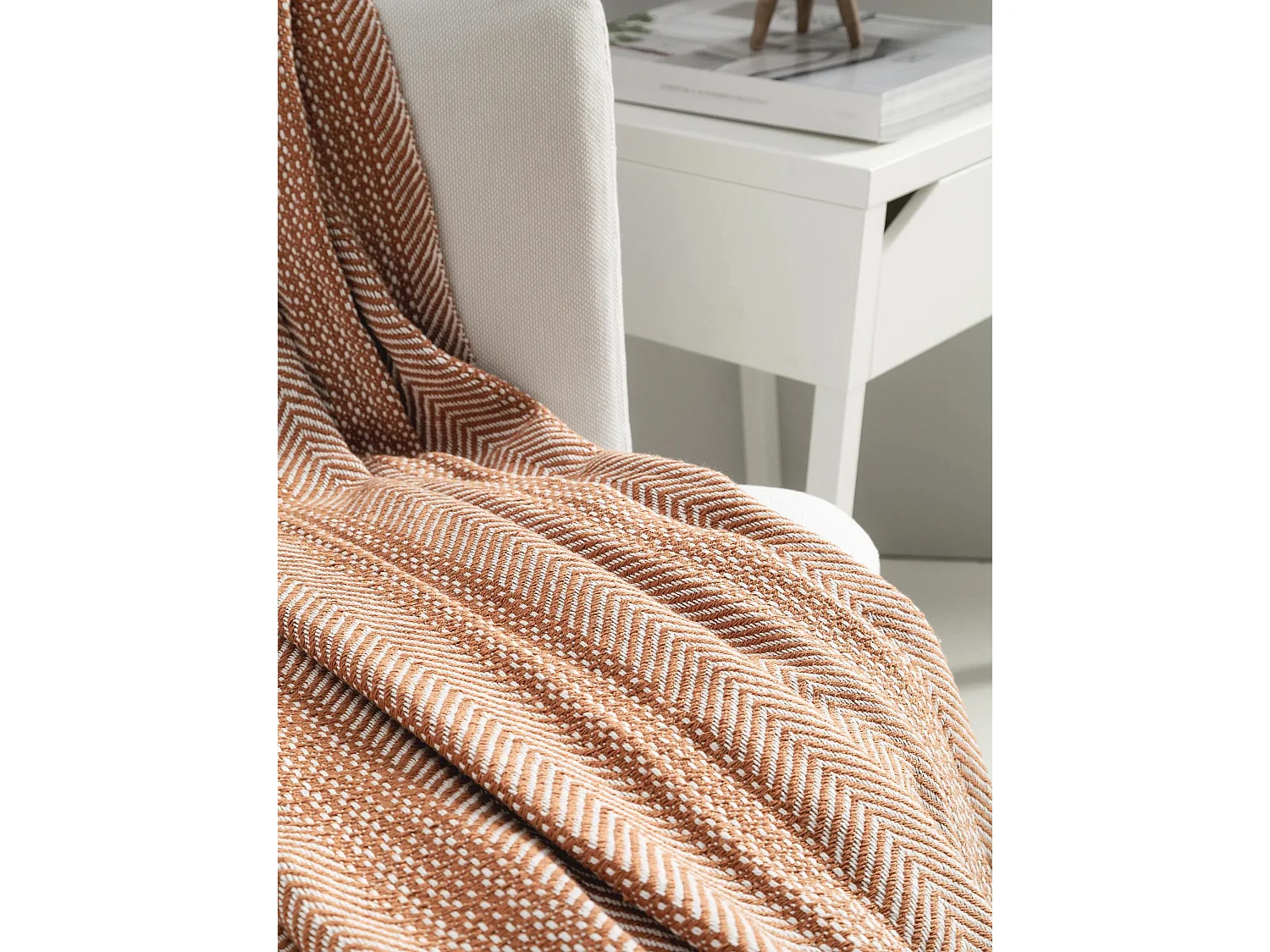 Plaid en coton Alisea Marron 125x150 cm