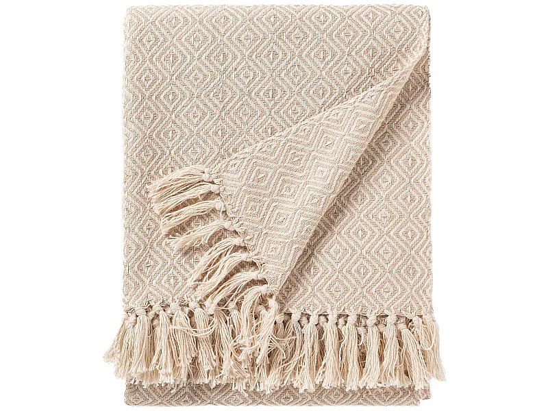 Plaid en coton Jasmin Beige 125x150 cm