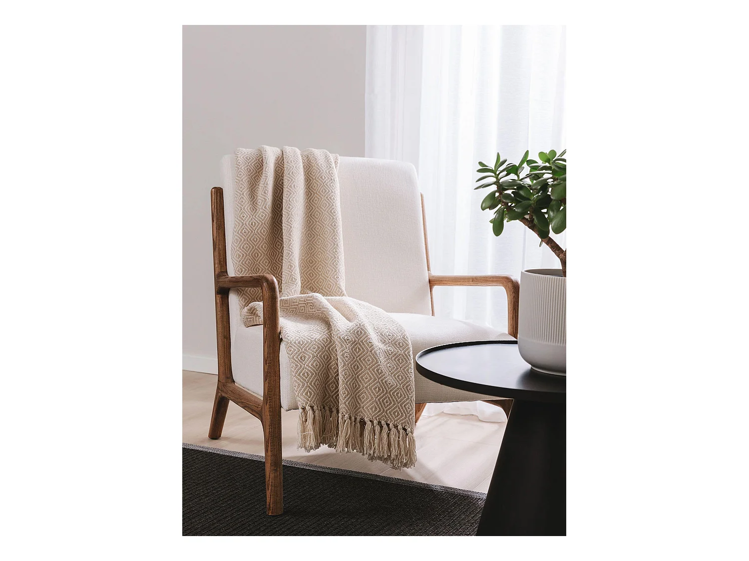 Plaid en coton Jasmin Beige 125x150 cm