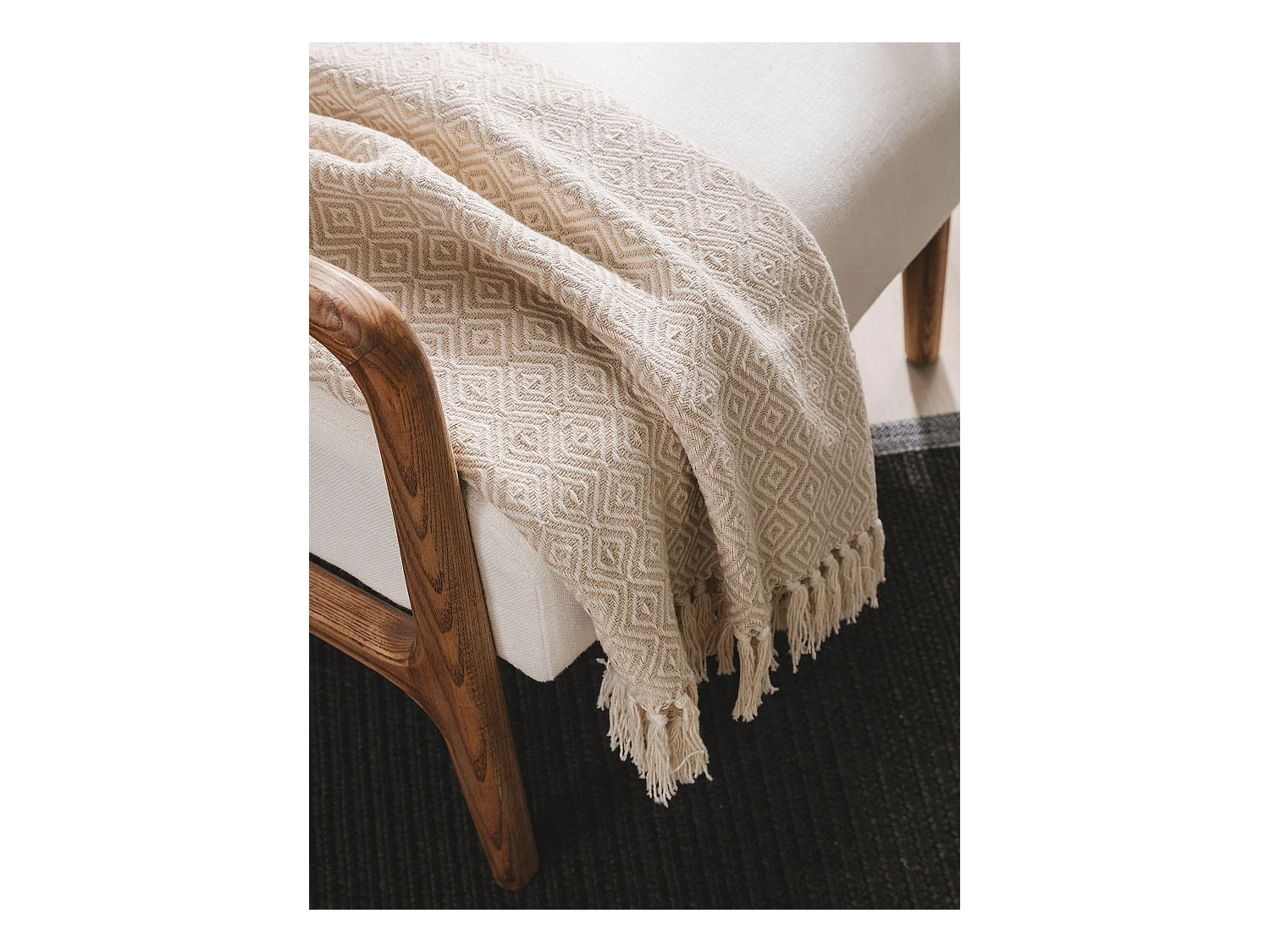 Plaid en coton Jasmin Beige 125x150 cm