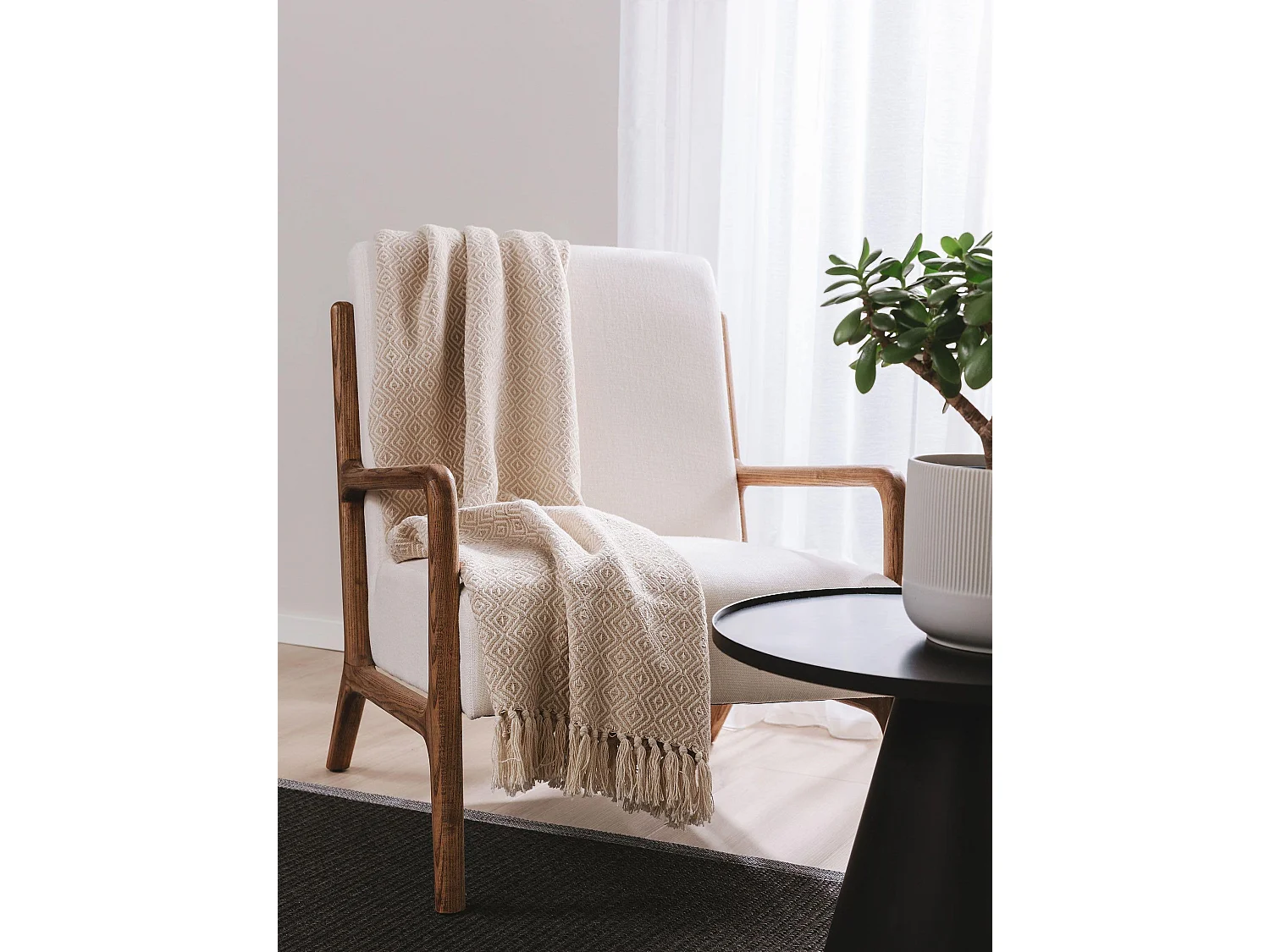 Plaid en coton Jasmin Beige 125x150 cm