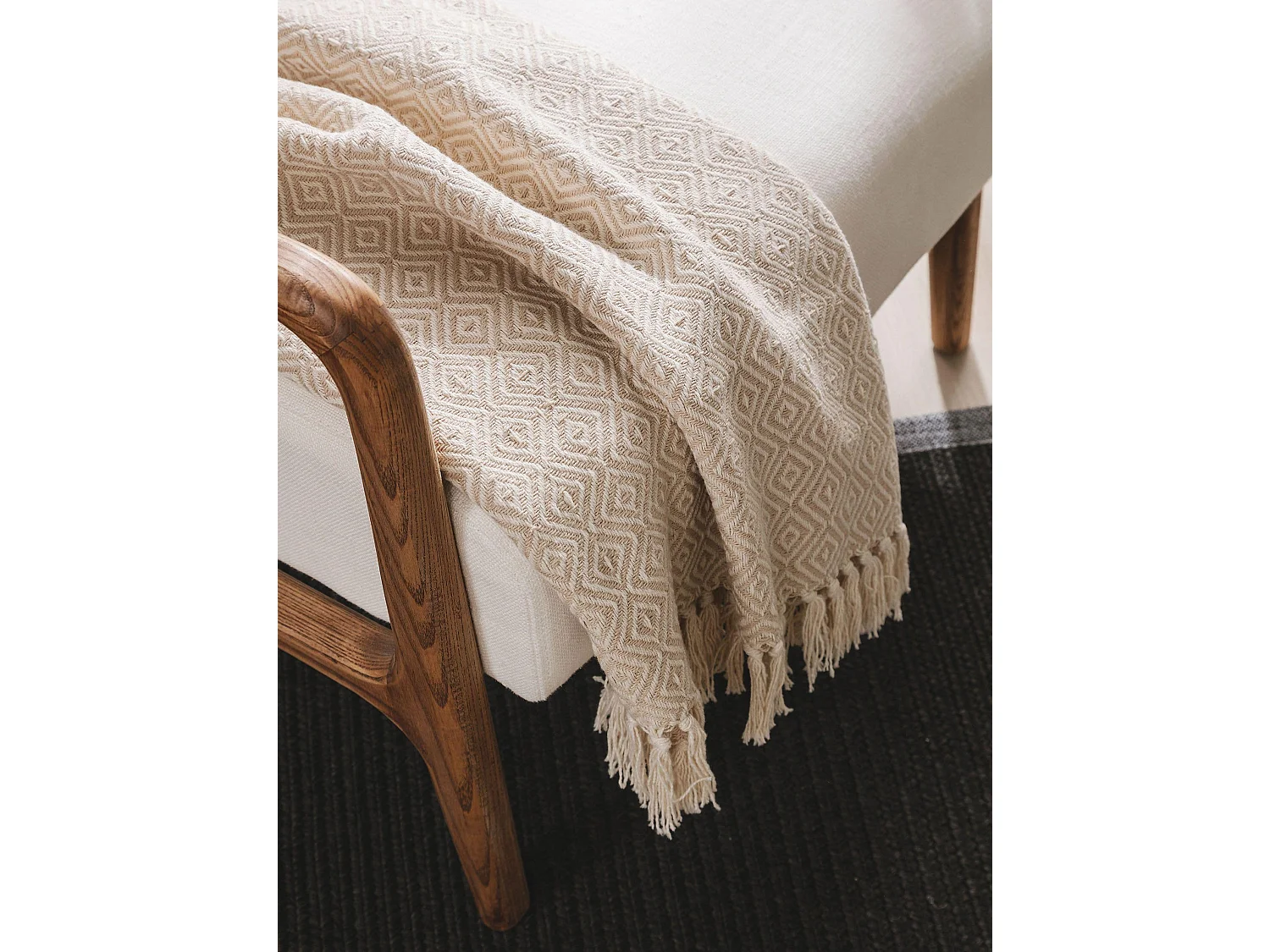 Plaid en coton Jasmin Beige 125x150 cm