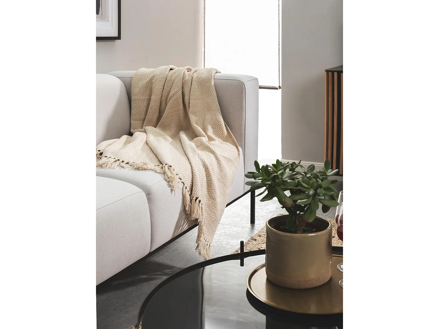 Plaid en coton Jasmin Beige 125x150 cm