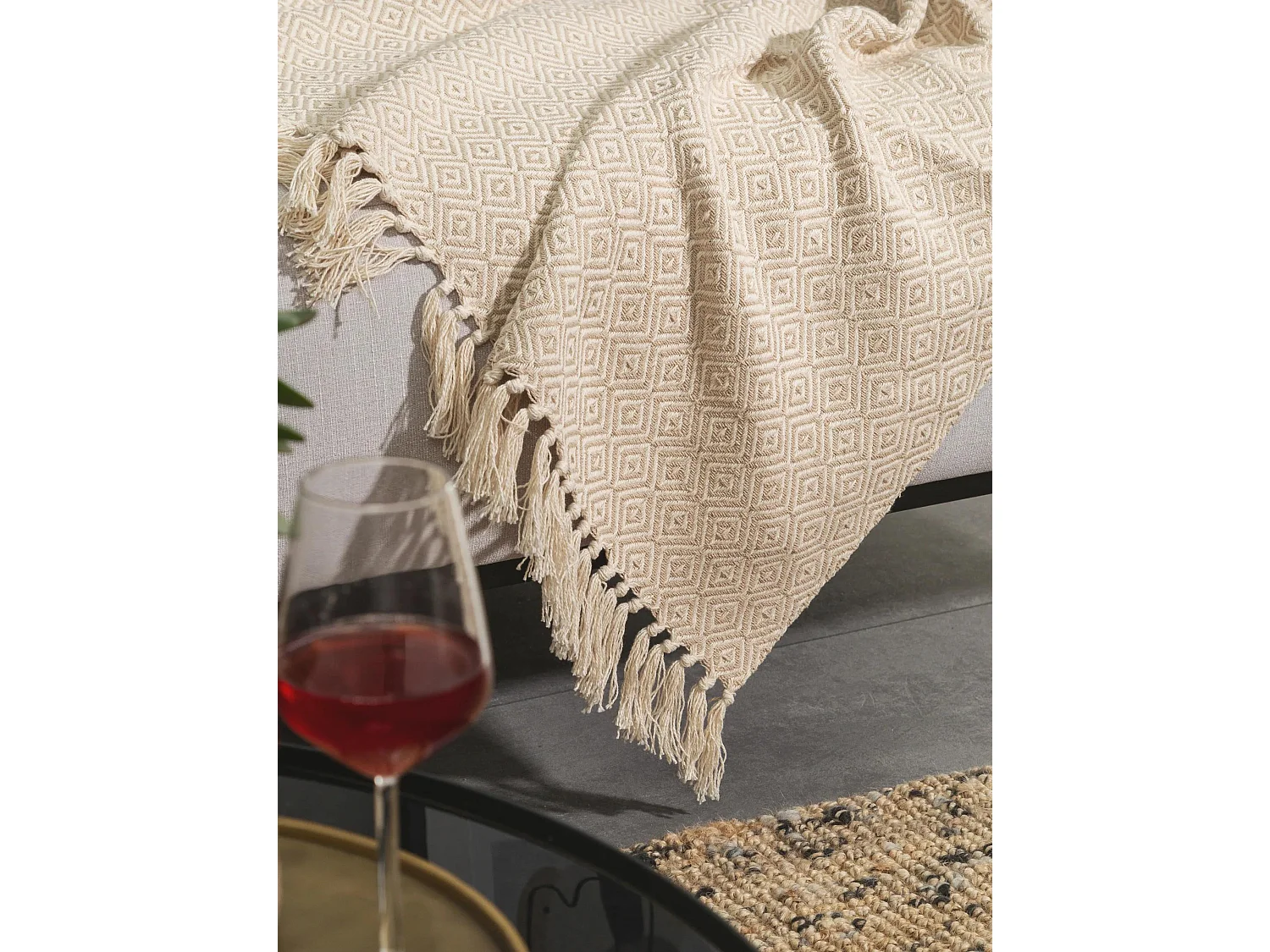 Plaid en coton Jasmin Beige 125x150 cm