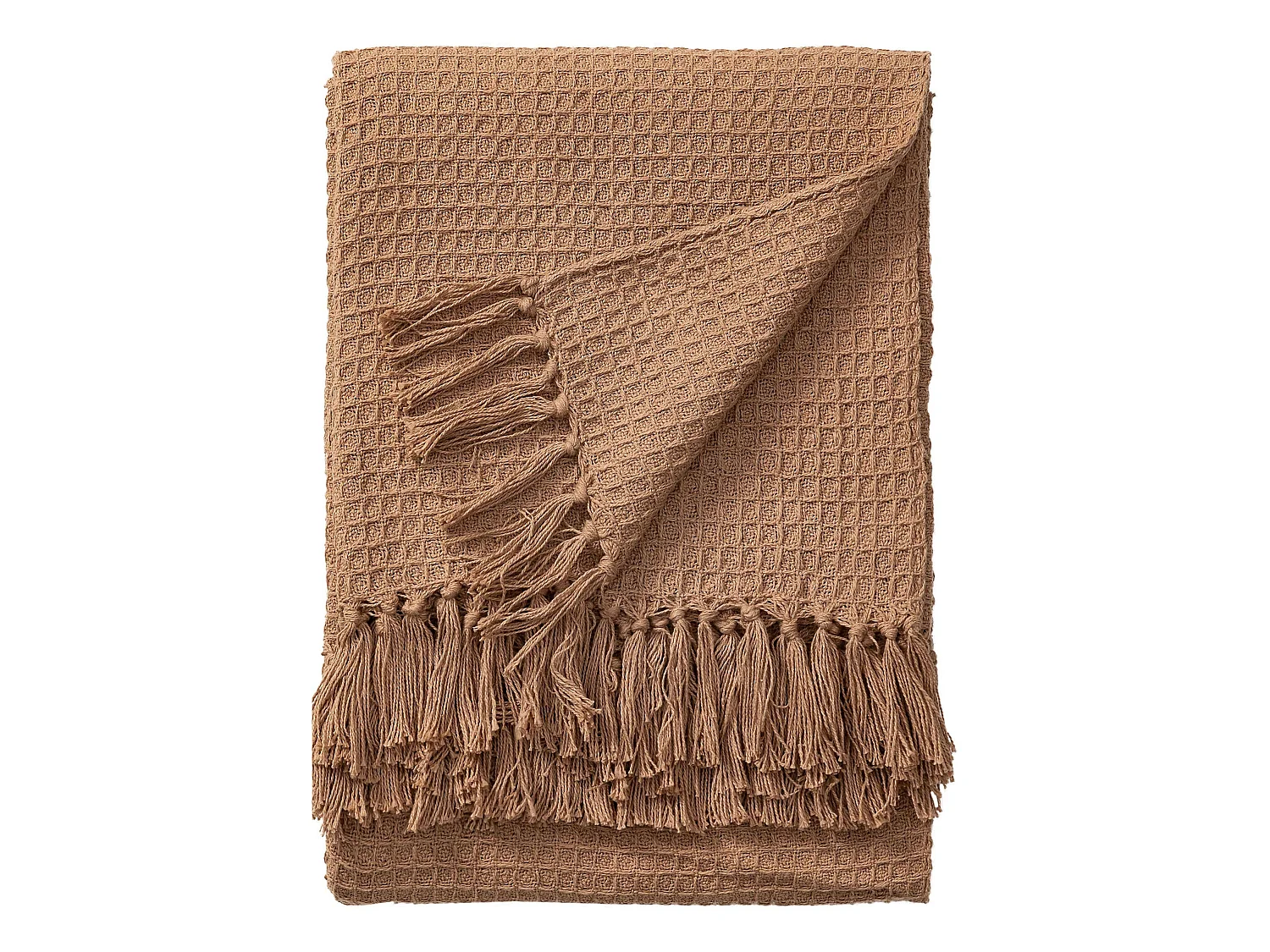 Plaid en coton Amalia Marron clair 125x150 cm