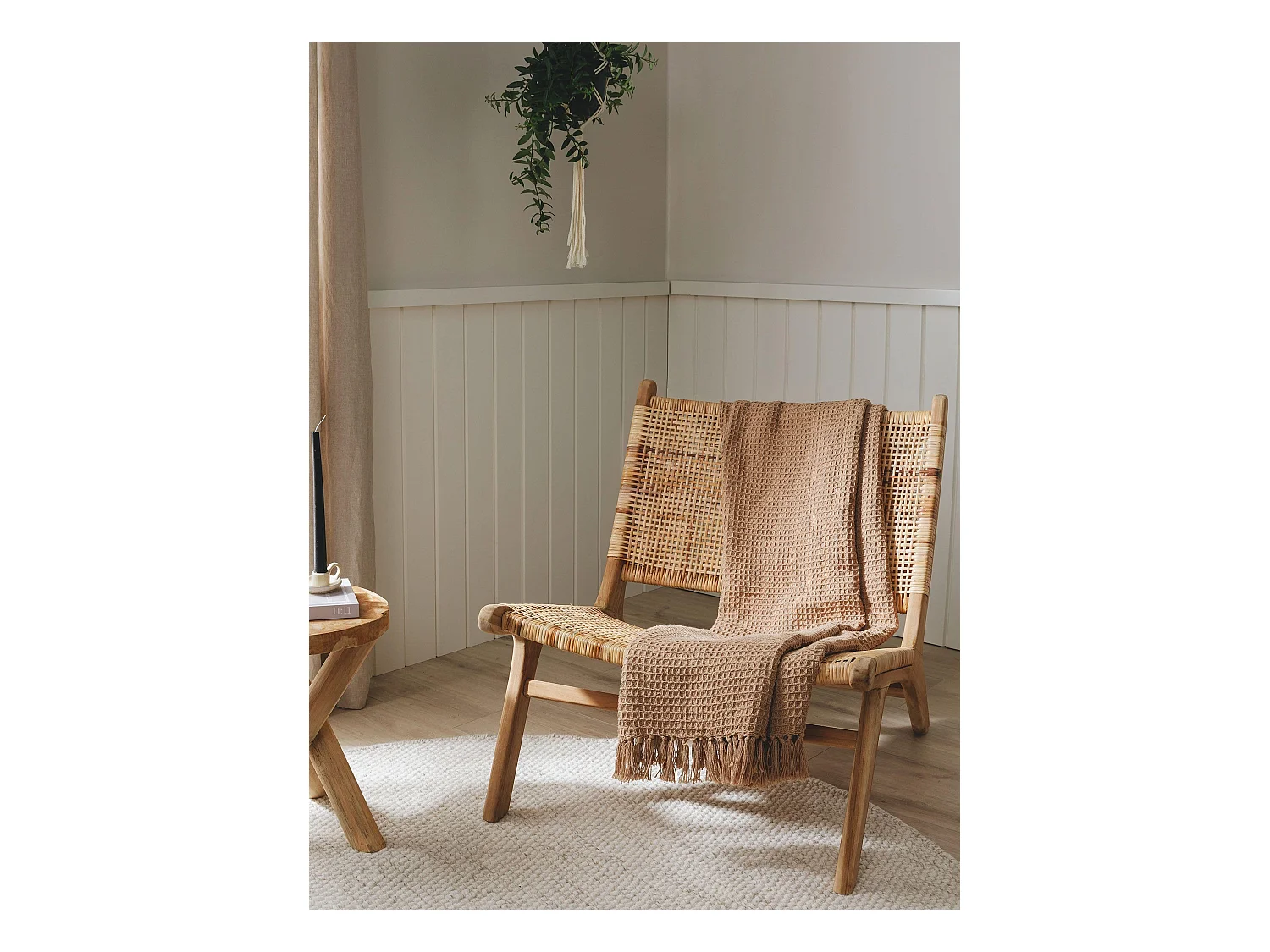 Plaid en coton Amalia Marron clair 125x150 cm