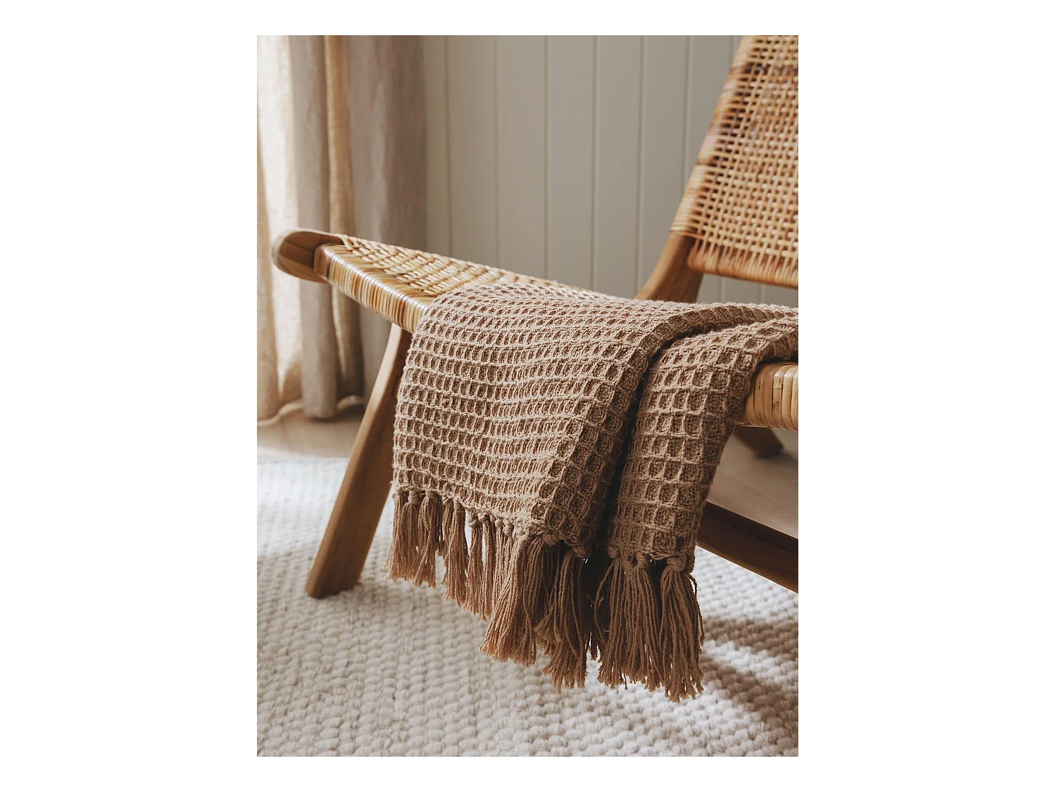 Plaid en coton Amalia Marron clair 125x150 cm