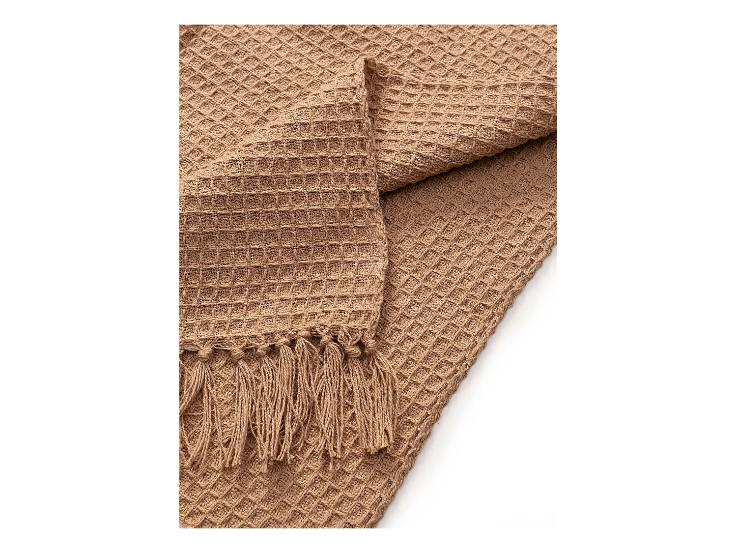 Plaid en coton Amalia Marron clair 125x150 cm