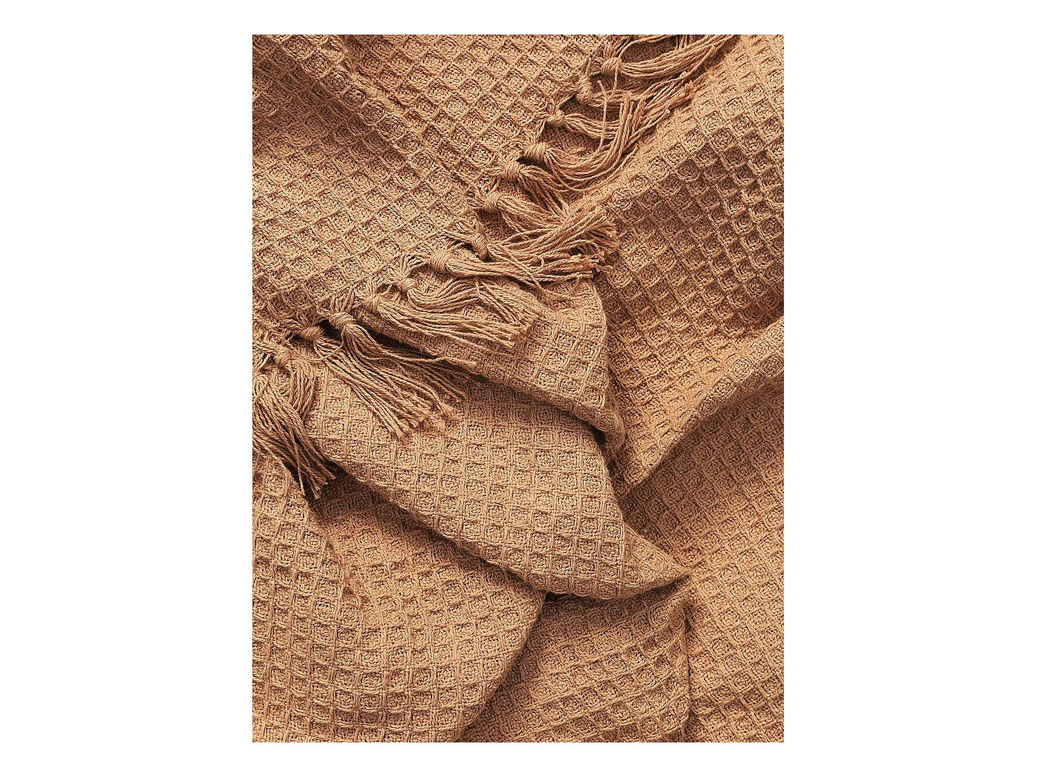 Plaid en coton Amalia Marron clair 125x150 cm