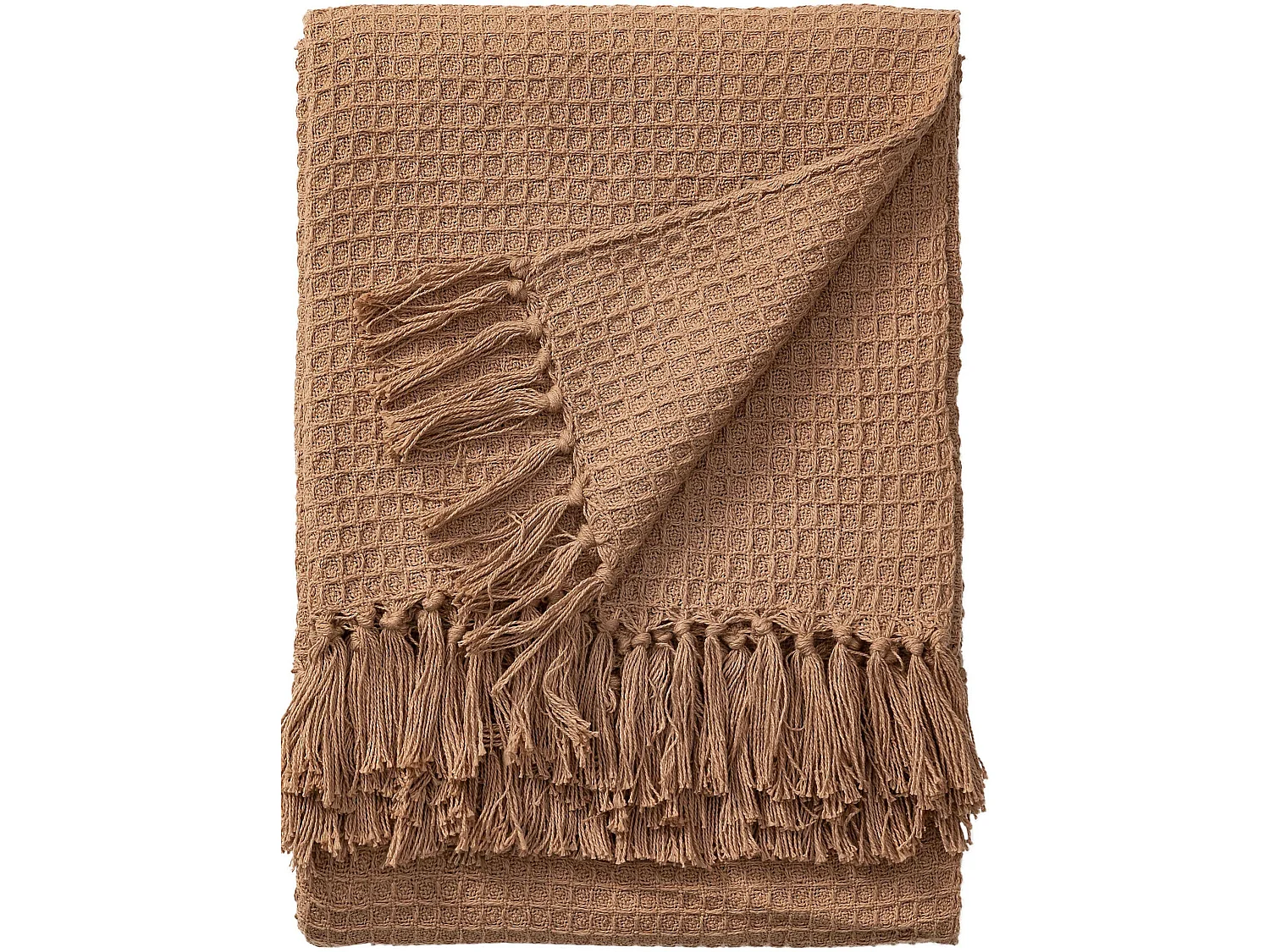 Plaid en coton Amalia Marron clair 125x150 cm