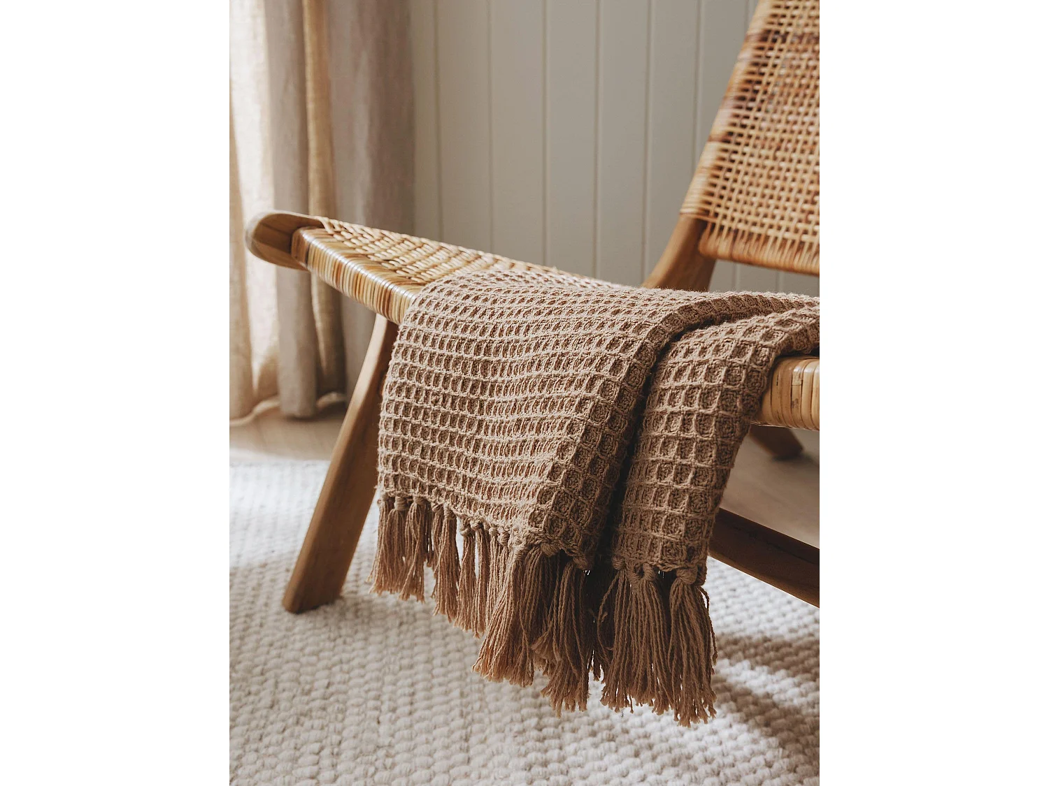 Plaid en coton Amalia Marron clair 125x150 cm