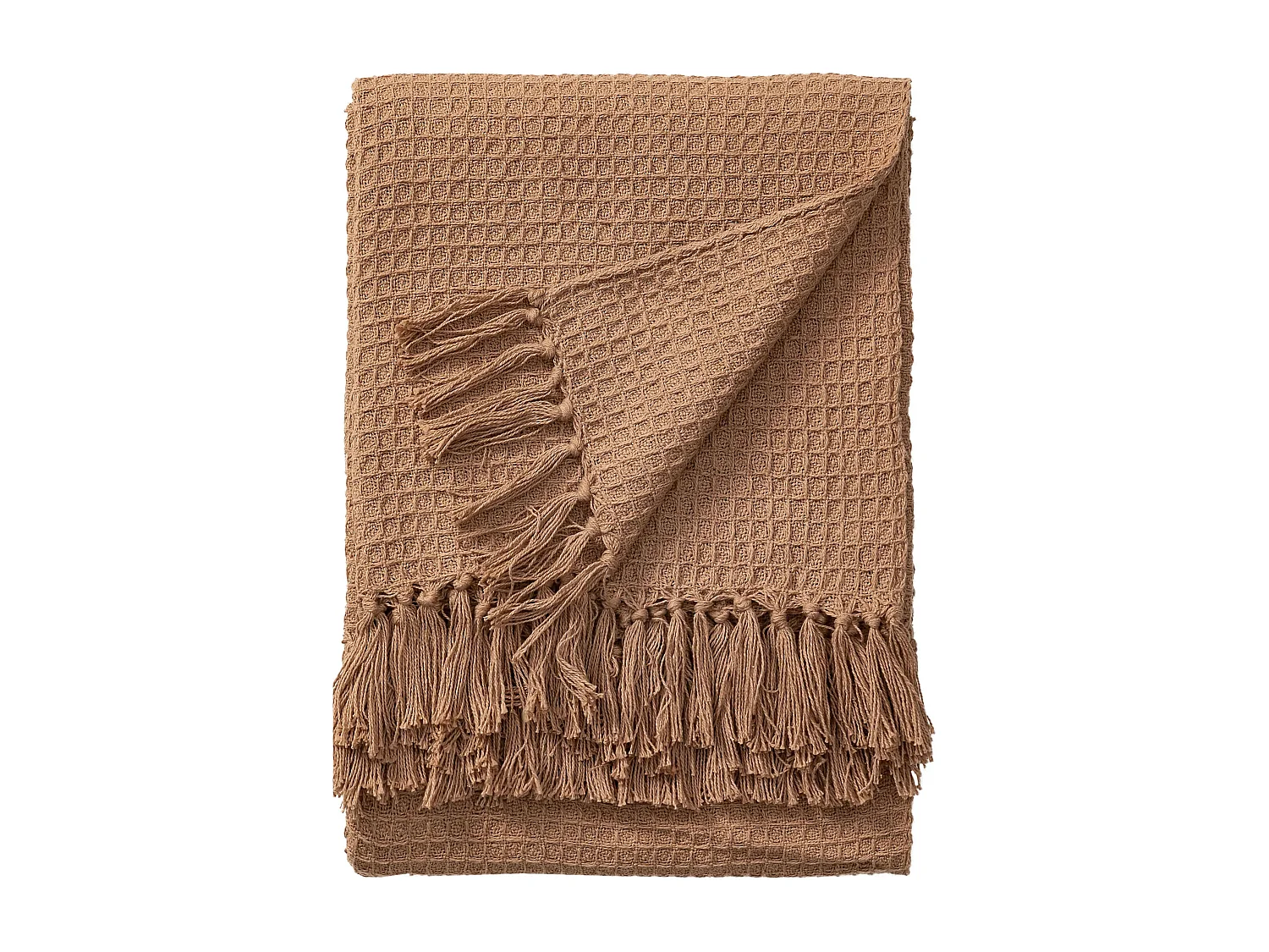 Plaid en coton Amalia Marron clair 125x150 cm