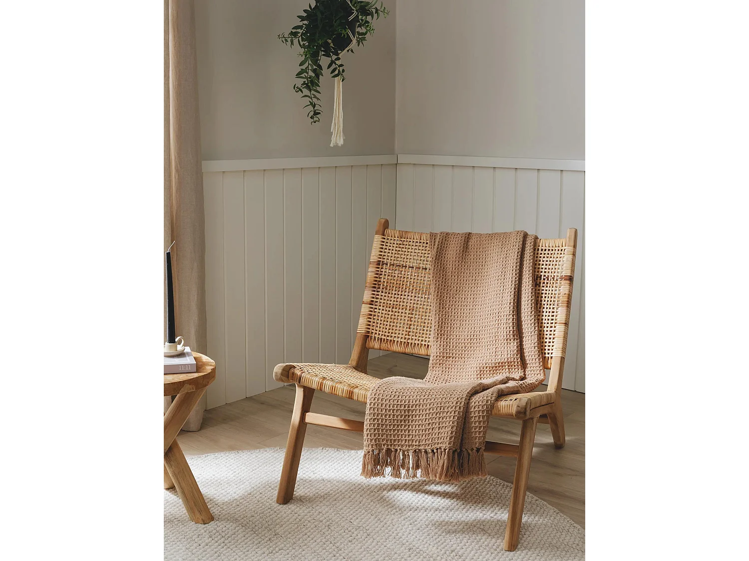 Plaid en coton Amalia Marron clair 125x150 cm