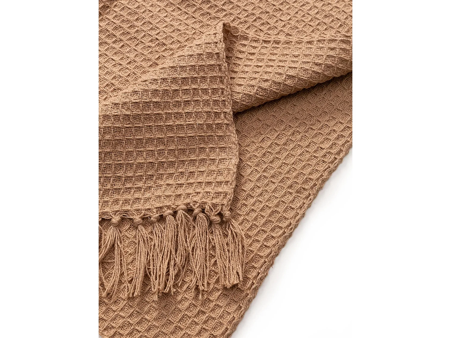 Plaid en coton Amalia Marron clair 125x150 cm