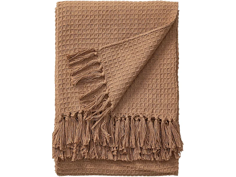 Plaid en coton Amalia Marron clair 125x150 cm