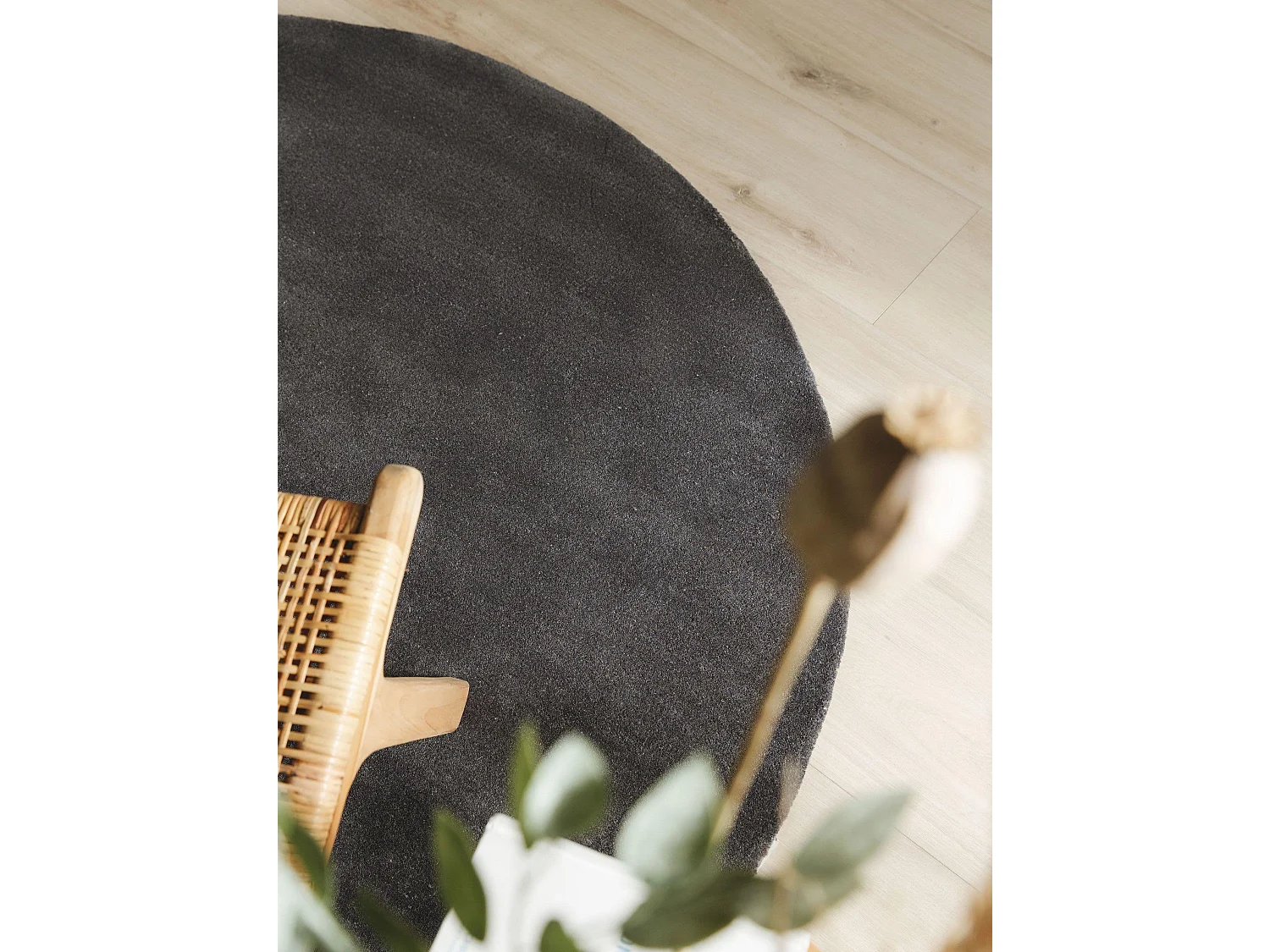 Tapis en laine rond Bent Anthracite ø 100 cm rond