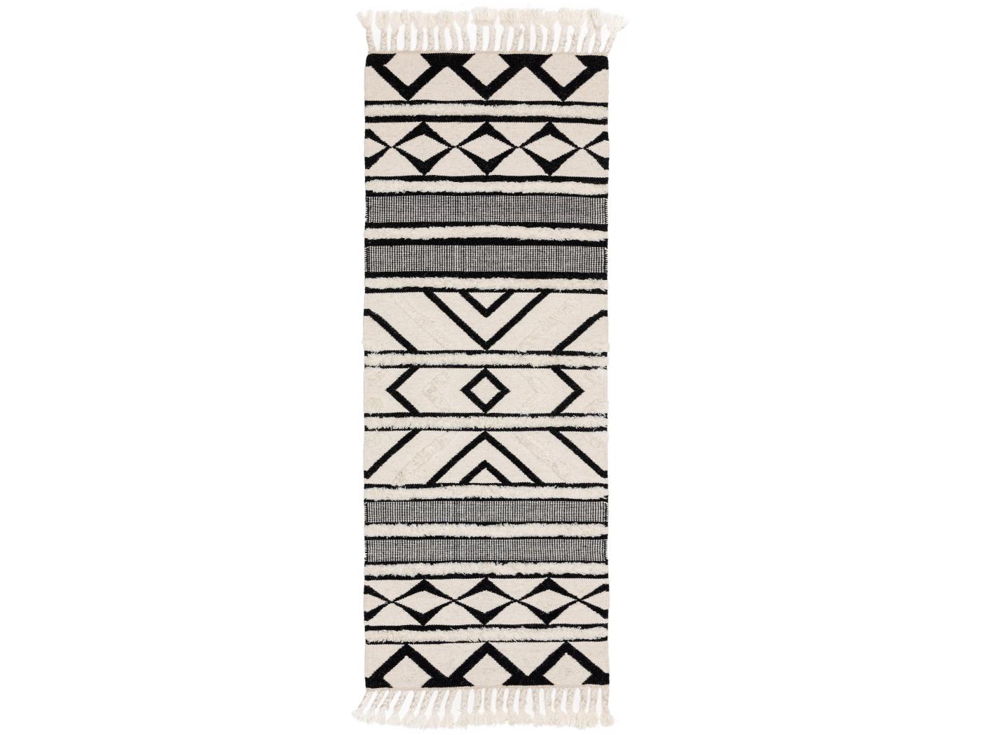 Tapis De Couloir En Laine Billie Noir & Blanc 70x200 Cm