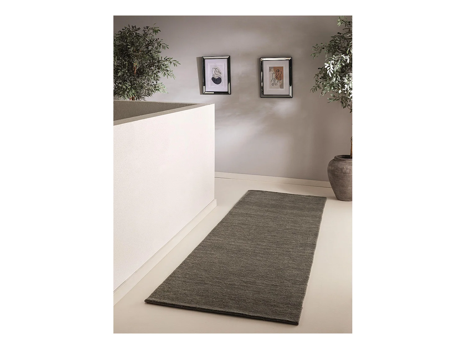 Tapis de couloir en laine Jamal Gris 80x300 cm